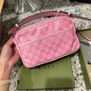 Gucci pink monogram purse